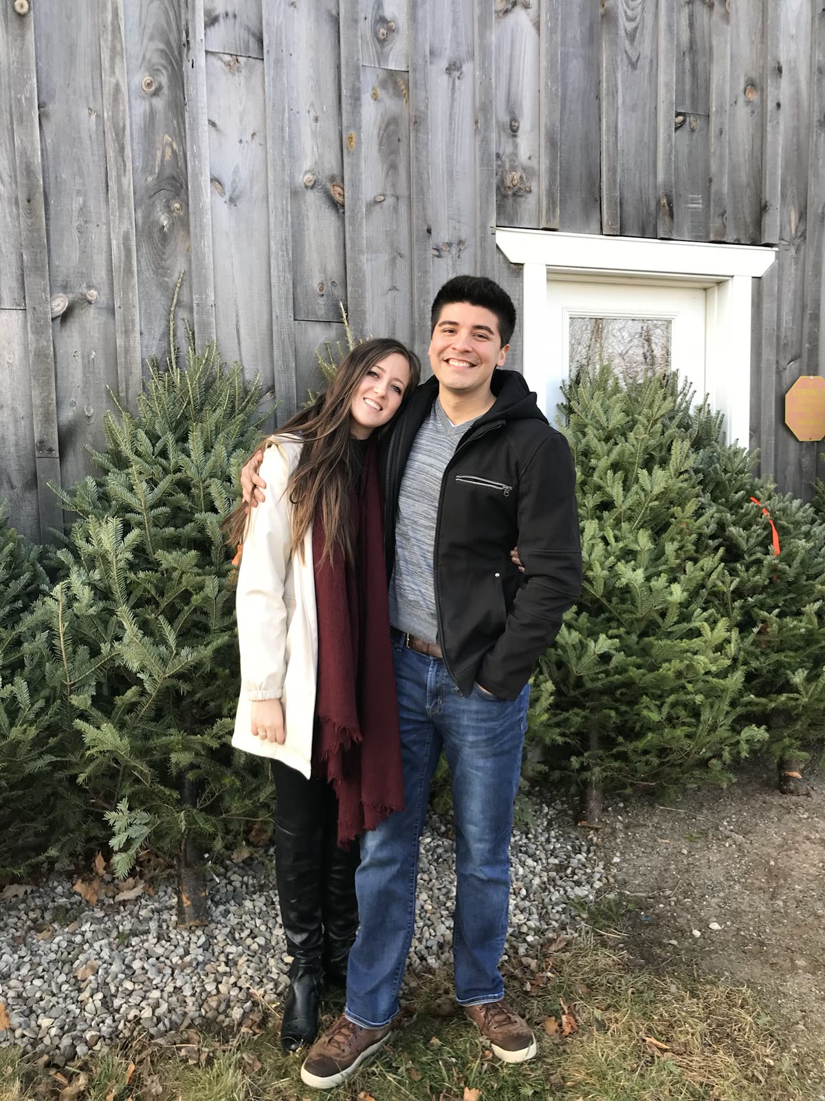 Picking out a Christmas tree at the tree farm, December 2017